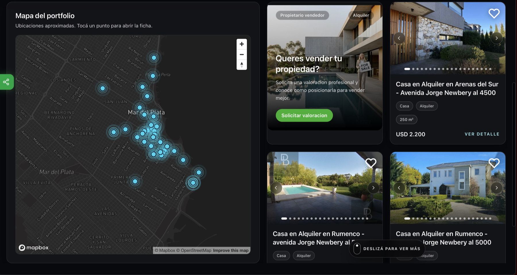 Mapa del portfolio de propiedades en ShowtimeProp